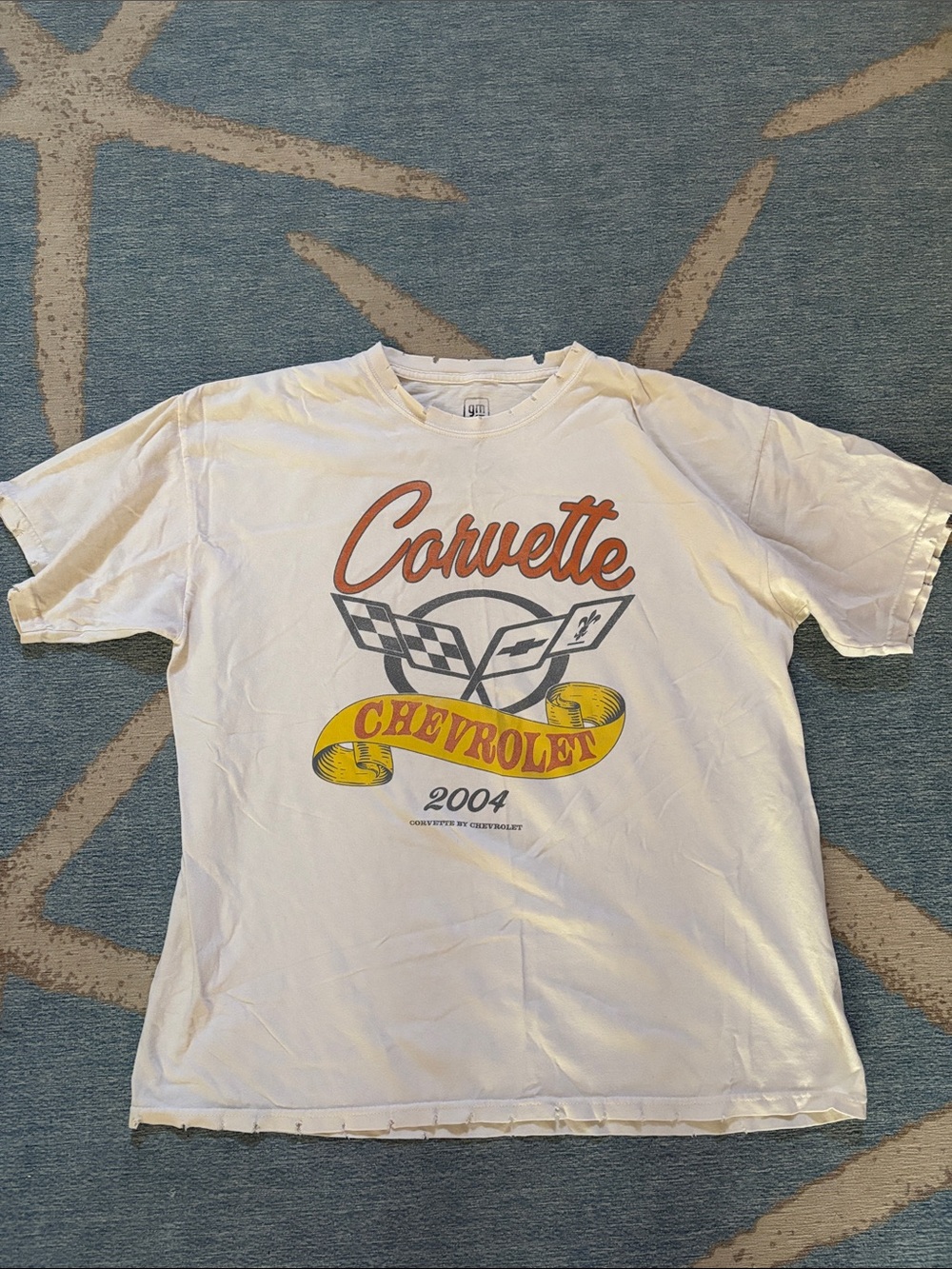 GM Corvette 2004 White Graphic oversized Boxy Tee Size S/M